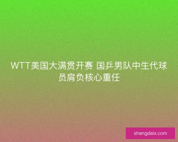 WTT美国大满贯开赛 国乒男队中生代球员肩负核心重任